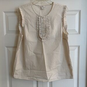 Women's J Crew Factory Cream Sleeveless Top Blouse 16
